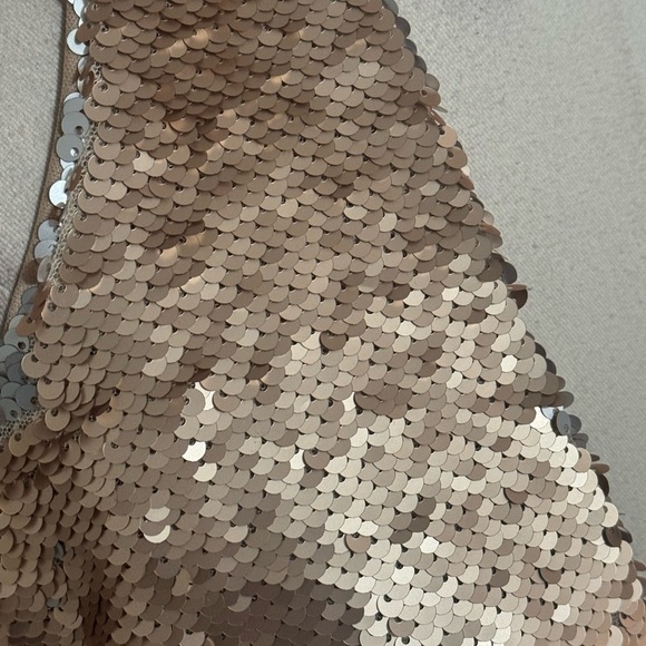 Alexia Admor Gold Silver Sequin V-Neck Halter Party Event Dress Size 8 Holiday - Picture 4 of 8